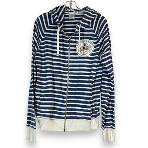 Disney Jacket Sweatshirt Disneyland Hoodie Stripe‎ Blue Retro Medium